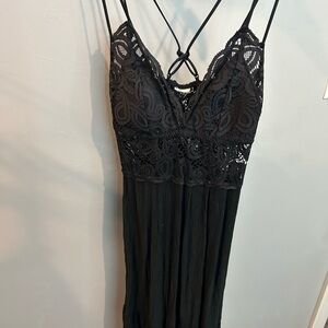 PINK Victoria's Secret Black Lace Maxi Dress